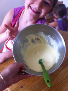 The eggs and sugar must be beaten until they are light in colour and creamy.  Its important to fold the flour in.