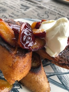 French Toast,  Prunes and crème fraîche 